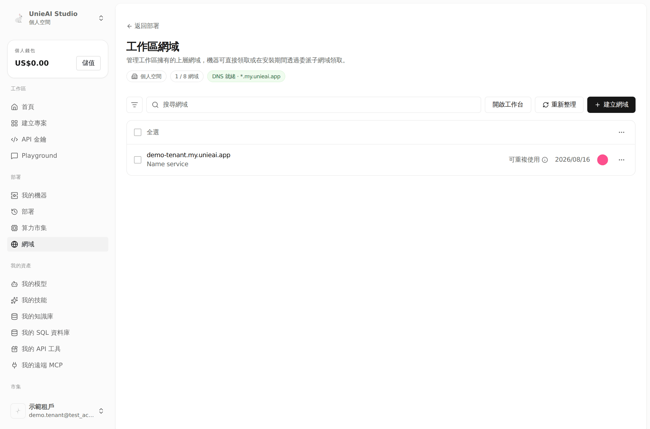 Domain created.